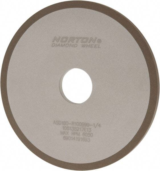 Norton - 6" Diam x 1-1/4" Hole x 1/4" Thick, 180 Grit Surface Grinding Wheel - Diamond, Type 1A1, Very Fine Grade, Resinoid Bond - Benchmark Tooling