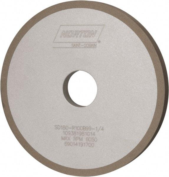 Norton - 6" Diam x 1-1/4" Hole x 1/2" Thick, 180 Grit Surface Grinding Wheel - Diamond, Type 1A1, Very Fine Grade, Resinoid Bond - Benchmark Tooling