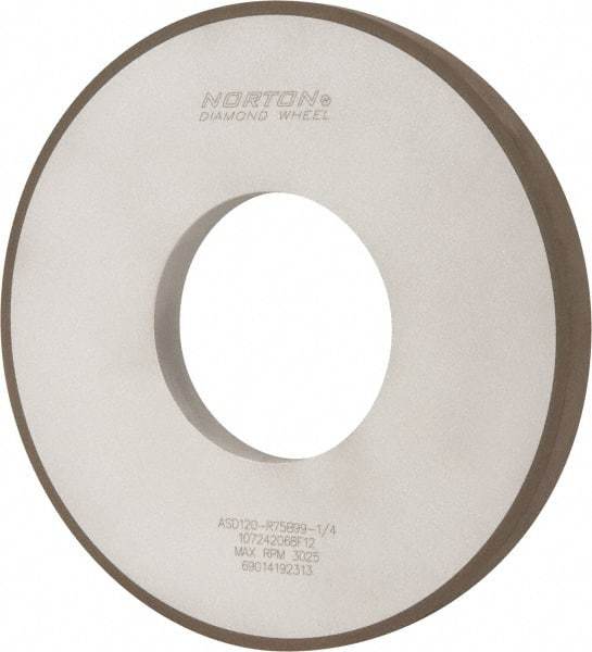 Norton - 12" Diam x 5" Hole x 1" Thick, 120 Grit Surface Grinding Wheel - Diamond, Type 1A1, Fine Grade, Resinoid Bond - Benchmark Tooling