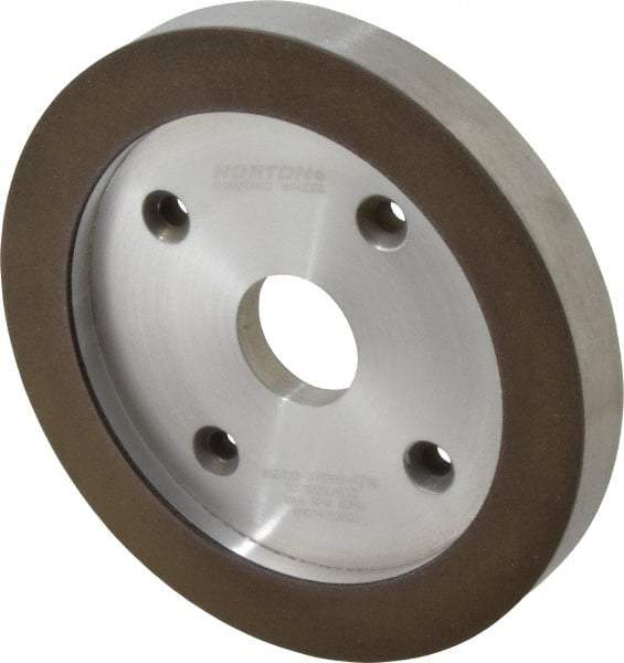 Norton - 6" Diam, 1-1/4" Hole Size, 3/4" Overall Thickness, 120 Grit, Type 6 Tool & Cutter Grinding Wheel - Fine Grade, Diamond, R Hardness, Resinoid Bond - Benchmark Tooling
