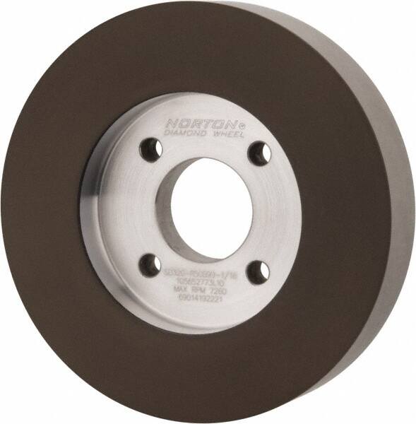 Norton - 5" Diam, 1-1/4" Hole Size, 1" Overall Thickness, 320 Grit, Type 6 Tool & Cutter Grinding Wheel - Extra Fine Grade, Diamond, Resinoid Bond - Benchmark Tooling
