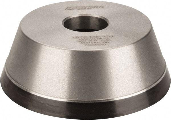 Norton - 5" Diam, 1-1/4" Hole Size, 1-3/4" Overall Thickness, 150 Grit, Type 11 Tool & Cutter Grinding Wheel - Very Fine Grade, CBN, Resinoid Bond - Benchmark Tooling