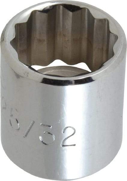 Proto - 25/32", 3/8" Drive, Standard Hand Socket - 12 Points, 1-3/16" OAL, Alloy Steel, Chrome Finish - Benchmark Tooling