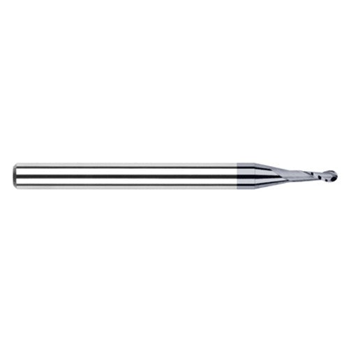 1/8″ Dia. × 1/8″ Shank × 3/8″ DOC × 1-1/2″ OAL, Carbide AlTiN, Stub|Standard , 2 Flute, Ballnose End Mill - Exact Industrial Supply