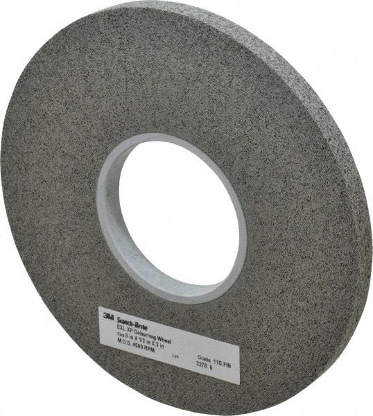 3M - 8" Diam, 1/2" Face Width, 3" Center Hole, Fine Grade, Silicon Carbide Deburring Wheel - Convolute, Hard Density 11 Grade, 4,500 RPM - Benchmark Tooling