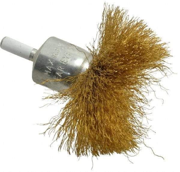 Value Collection - 3" Brush Diam, Flared End Brush - Fine Grade, 1/4" Diam Shank, 15,000 Max RPM - Benchmark Tooling