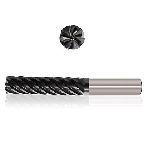 1/2″ Dia. × 1/2″ Shank × 2-1/2″ DOC × 5″ OAL, Sistral, 7 Flute, Variable Helix, Straight, External, Bullnose, Solid End Mill - Exact Industrial Supply