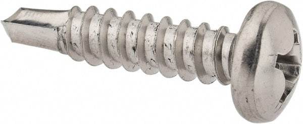 Value Collection - #12, Pan Head, Phillips Drive, 1" Length Under Head, #3 Point, Self Drilling Screw - Grade 410 Stainless Steel - Benchmark Tooling