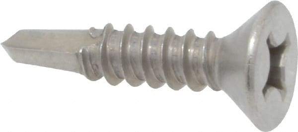 Value Collection - #12, Flat Head, Phillips Drive, 1" OAL, #3 Point, Self Drilling Screw - Grade 410 Stainless Steel - Benchmark Tooling