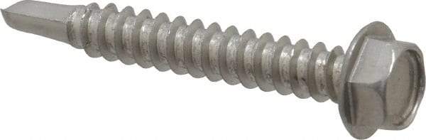 Value Collection - #12, Hex Washer Head, Hex Drive, 1-1/2" Length Under Head, #3 Point, Self Drilling Screw - Grade 410 Stainless Steel - Benchmark Tooling