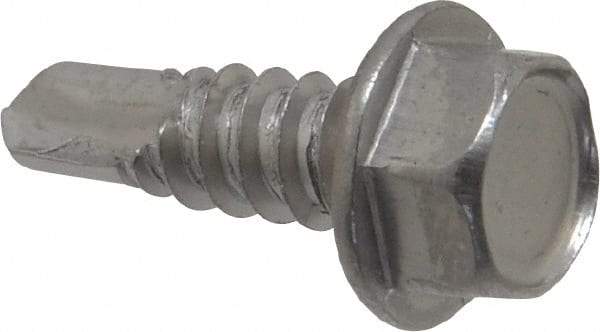 Value Collection - #14, Hex Washer Head, Hex Drive, 3/4" Length Under Head, #3 Point, Self Drilling Screw - Grade 410 Stainless Steel - Benchmark Tooling