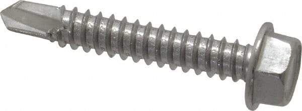 Value Collection - #14, Hex Washer Head, Hex Drive, 1-1/2" Length Under Head, #3 Point, Self Drilling Screw - Grade 410 Stainless Steel - Benchmark Tooling