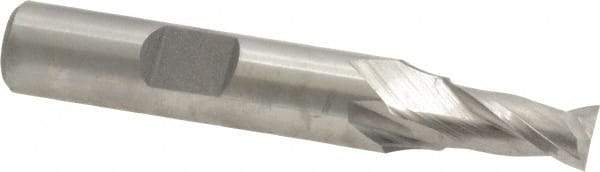 Hertel - 7mm, 9/16" LOC, 3/8" Shank Diam, 2-3/8" OAL, 2 Flute, Cobalt Square End Mill - Single End, Uncoated, Spiral Flute, Centercutting, Right Hand Cut, Right Hand Flute - Benchmark Tooling