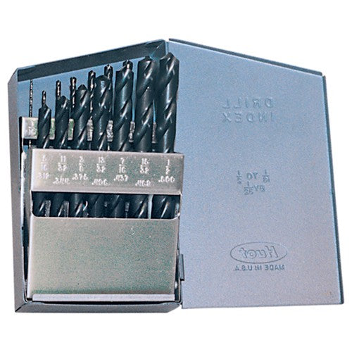 1/16-1/2 RHS / RHC HSS 135 Degree Split Point Heavy Duty Jobber Length Drill Set - Steam Oxide - Exact Industrial Supply