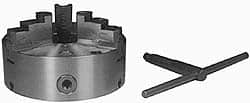 Self-Centering Manual Lathe Chuck: 3-Jaw, 8-1/4″ Dia Top Jaws, Plain Back Mount, Adjustable