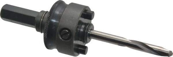 Starrett - 1-1/4 to 8-9/32" Tool Diam Compatibility, Straight Shank, Carbide-Tipped Integral Pilot Drill, Hole Cutting Tool Arbor - 1/2" Min Chuck, Hex Shank Cross Section, Threaded Shank Attachment, For SH, DH, CT & D Hole Saws - Benchmark Tooling