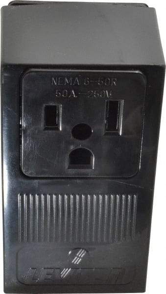Leviton - 250 VAC, 50 Amp, 6-50R NEMA Configuration, Black, Industrial Grade, Self Grounding Single Receptacle - 1 Phase, 2 Poles, 3 Wire, Tamper Resistant - Benchmark Tooling