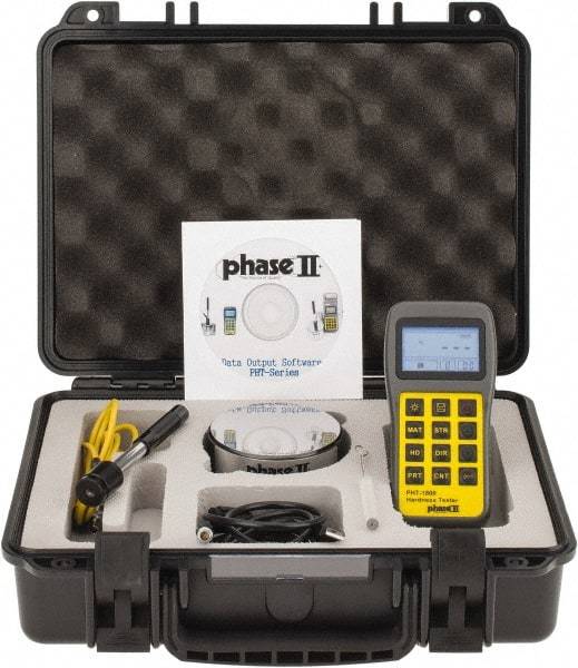 Phase II - 200 HL to 960 HL Hardness, Portable Electronic Hardness Tester - Brinell, Rockwell B, Rockwell C, Shore and Vickers, Accurate Up to 0.5% - Benchmark Tooling