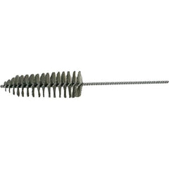 Brush Research Mfg. - 2-1/4" Diam Helical Stainless Steel Tube Brush - Single Spiral, 0.006" Filament Diam, 6-1/2" Brush Length, 14" OAL, 0.245" Diam Galvanized Steel Shank - Benchmark Tooling