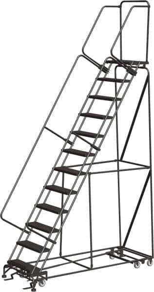 Ballymore - 153" 12 Step All-Directional Ladder - Rolling Safety Ladder, 450 Lb Capacity, 120" Platform Height, 32" Base Width x 87" Depth, Heavy-Duty Serrated Grating - Benchmark Tooling