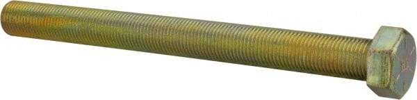 Made in USA - 1/2-20 UNF, 5-1/2" Length Under Head Hex Head Cap Screw - Fully Threaded, Grade 8 Alloy Steel, Zinc Yellow Dichromate Finish, 3/4" Hex - Benchmark Tooling