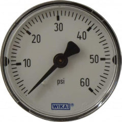 Wika - 2" Dial, 1/4 Thread, 0-60 Scale Range, Pressure Gauge - Center Back Connection Mount, Accurate to 3-2-3% of Scale - Benchmark Tooling