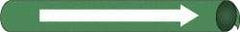 NMC - Pipe Marker with No Legend and Arrow Graphic - 8 to 10" Pipe Outside Diam, White on Green - Benchmark Tooling