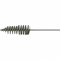 Brush Research Mfg. - 1-5/8" Diam Helical Stainless Steel Tube Brush - Single Spiral, 0.006" Filament Diam, 4-3/4" Brush Length, 10-1/2" OAL, 0.245" Diam Plastic Handle Shank - Benchmark Tooling