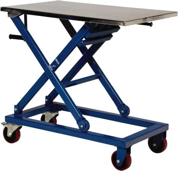 Vestil - 660 Lb Capacity Manual Scissor Lift - 18" to 39-1/2" Lift Height, 37" Platform Length x 23-1/2" Platform Width - Benchmark Tooling