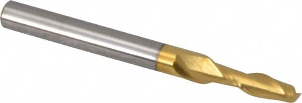 Hertel - 5/32", 9/16" LOC, 3/16" Shank Diam, 2" OAL, 2 Flute, Solid Carbide Square End Mill - Single End, TiN Finish, Spiral Flute, 30° Helix, Centercutting, Right Hand Cut - Benchmark Tooling