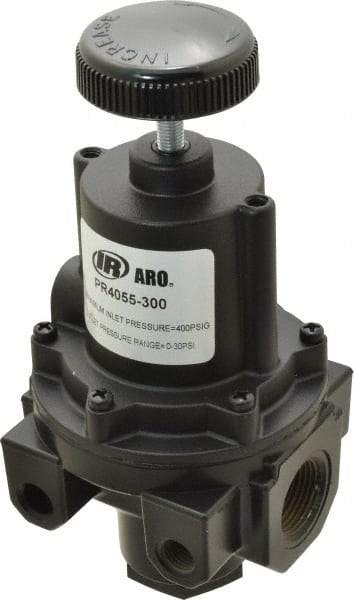 ARO/Ingersoll-Rand - 3/4 NPT Port, 200 CFM, Zinc Diaphragm Operated Regulator - 0 to 30 psi Range, 400 Max psi Supply Pressure, 1/4" Gauge Port Thread, 3.62" Wide x 7.2" High - Benchmark Tooling