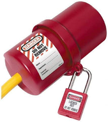 NMC - Plastic Plug Lockout - 3" Plug Size, 3/4 Max Cord Diam, 6" Lockout Length, 1 Padlock - Benchmark Tooling