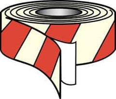 NMC - Glow & Red Striped Vinyl Tape - 2" Wide x 30' Long x 0.002" Thick, General Traffic - Benchmark Tooling