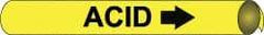 NMC - Pipe Marker with Acid Legend and Arrow Graphic - 3-3/8 to 4-1/2" Pipe Outside Diam, Black on Yellow - Benchmark Tooling
