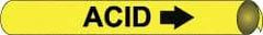 NMC - Pipe Marker with Acid Legend and Arrow Graphic - 4-5/8 to 5-7/8" Pipe Outside Diam, Black on Yellow - Benchmark Tooling