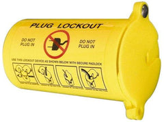 NMC - Plastic Plug Lockout - 3" Plug Size, 1-1/4 Max Cord Diam, 5-1/2" Lockout Length, 1 Padlock - Benchmark Tooling