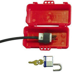 NMC - Plastic Plug Lockout - 220/550 Volt, 3" Plug Size, 1 Max Cord Diam, 6-3/4" Lockout Length, 1 Padlock - Benchmark Tooling