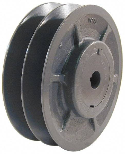 Browning - 1/2" Inside Diam x 3.35" Outside Diam, 2 Groove, Variable Pitched Sheave - Belt Sections 3L, 4L, A, 5L & B, 3" Sheave Thickness, 1-3/8 to 2" Face Width - Benchmark Tooling