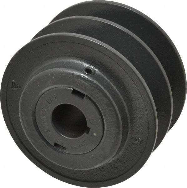 Browning - 7/8" Inside Diam x 3.95" Outside Diam, 2 Groove, Variable Pitched Sheave - Belt Sections 3L, 4L, A, 5L & B, 3" Sheave Thickness, 1-3/8 to 2" Face Width - Benchmark Tooling