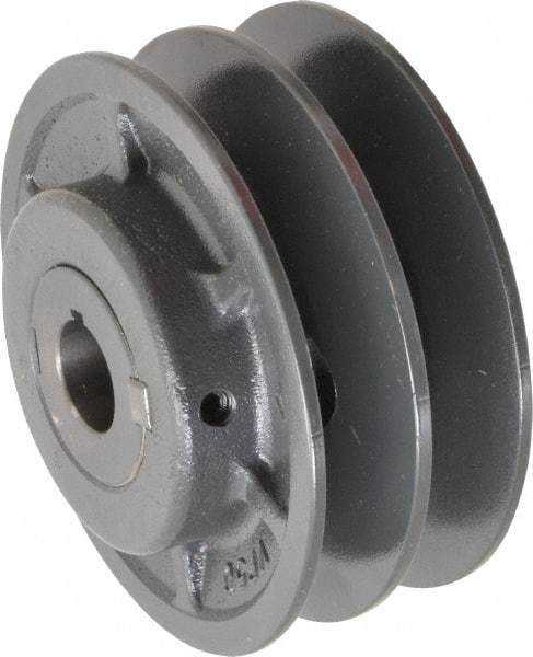 Browning - 7/8" Inside Diam x 4-3/4" Outside Diam, 2 Groove, Variable Pitched Sheave - Belt Sections 3L, 4L, A, 5L & B, 3" Sheave Thickness, 1-3/8 to 2" Face Width - Benchmark Tooling