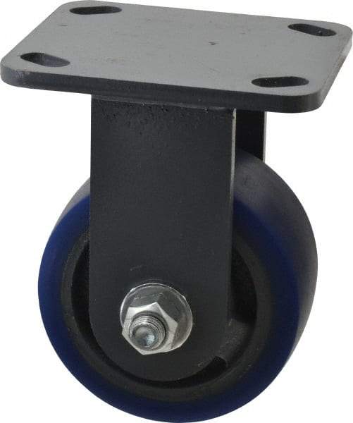 Hamilton - 4" Diam x 2" Wide x 5-5/8" OAH Top Plate Mount Rigid Caster - Polyurethane, 600 Lb Capacity, Precision Sealed Bearing, 4 x 4-1/2" Plate - Benchmark Tooling