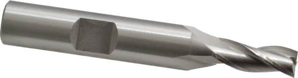 OSG - 1/4", 5/8" LOC, 3/8" Shank Diam, 2-7/16" OAL, 3 Flute, Cobalt Square End Mill - Single End, Uncoated, Spiral Flute, 30° Helix, Centercutting, Right Hand Cut, Right Hand Flute, Series 531 - Benchmark Tooling