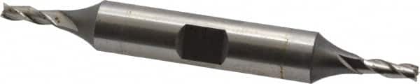 OSG - 1/8", 3/8" LOC, 3/8" Shank Diam, 3-1/16" OAL, 3 Flute, Cobalt Square End Mill - Double End, Uncoated, Spiral Flute, 30° Helix, Centercutting, Right Hand Cut, Right Hand Flute, Series 532 - Benchmark Tooling