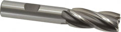 OSG - 19/32", 1-3/8" LOC, 1/2" Shank Diam, 3-3/8" OAL, 4 Flute, Cobalt Square End Mill - Single End, Uncoated, Spiral Flute, 30° Helix, Right Hand Cut, Right Hand Flute, Series 540 - Benchmark Tooling