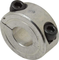 Climax Metal Products - 3/8" Bore, Aluminum, Two Piece Two Piece Split Shaft Collar - 7/8" Outside Diam, 3/8" Wide - Benchmark Tooling