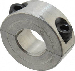 Climax Metal Products - 7/16" Bore, Aluminum, Two Piece Two Piece Split Shaft Collar - 15/16" Outside Diam, 3/8" Wide - Benchmark Tooling