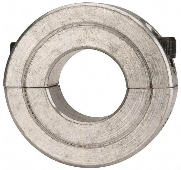 Climax Metal Products - 11/16" Bore, Aluminum, Two Piece Two Piece Split Shaft Collar - 1-1/2" Outside Diam, 1/2" Wide - Benchmark Tooling
