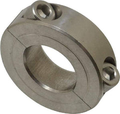 Climax Metal Products - 13/16" Bore, Stainless Steel, Two Piece Two Piece Split Shaft Collar - 1-5/8" Outside Diam, 1/2" Wide - Benchmark Tooling