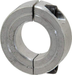 Climax Metal Products - 7/8" Bore, Aluminum, Two Piece Two Piece Split Shaft Collar - 1-5/8" Outside Diam, 1/2" Wide - Benchmark Tooling