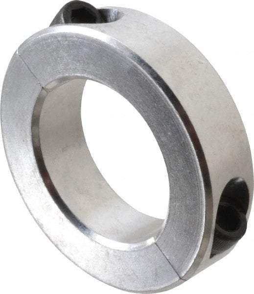 Climax Metal Products - 1-11/16" Bore, Aluminum, Two Piece Two Piece Split Shaft Collar - 2-3/4" Outside Diam, 11/16" Wide - Benchmark Tooling